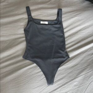 Babaton Charcoal Square-Neck One-Piece Bodysuit